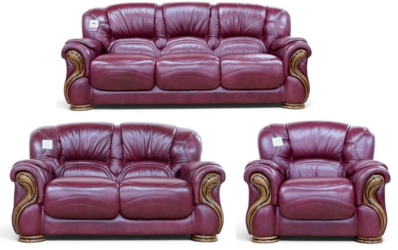 Susanna 3+2+1 Italian Leather Sofa Suite Burgandy Offer