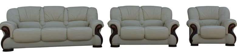 Susanna 3+2+1 Italian Leather Sofa Suite Cream Offer