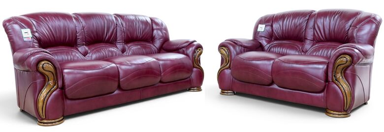Susanna 3+2 Italian Leather Sofa Suite Burgandy Offer