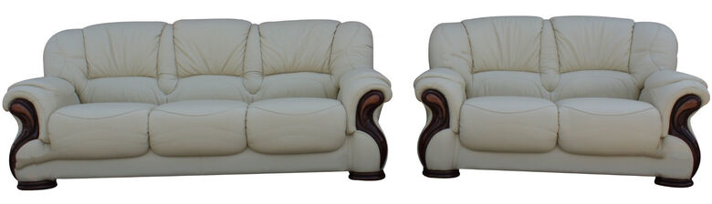 Susanna 3+2 Italian Leather Sofa Suite Cream Offer
