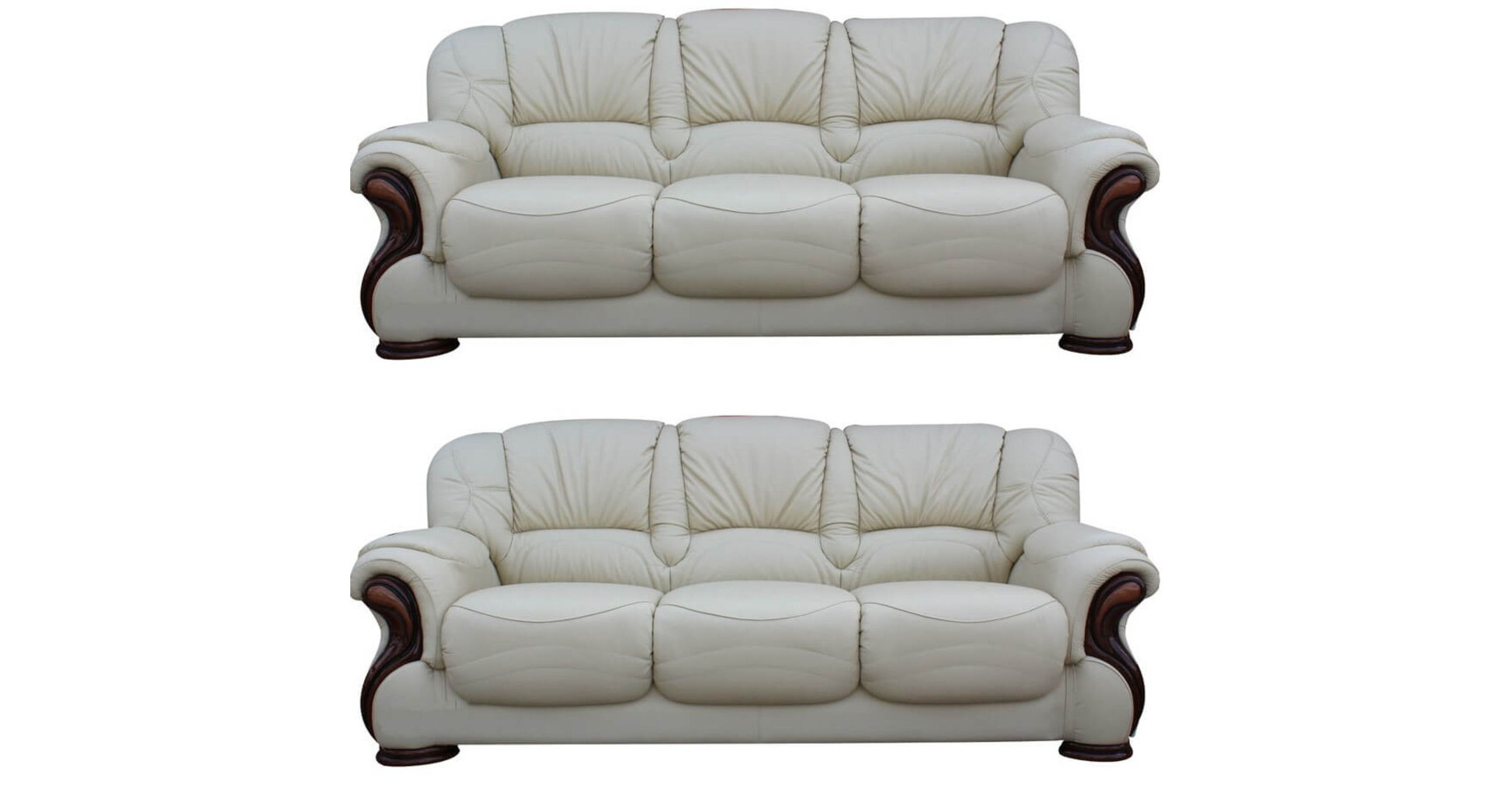 Susanna 3+3 Italian Leather Sofa Suite Cream Offer, Leather Sofas