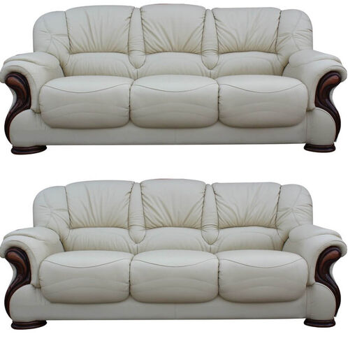 Susanna 3+3 Italian Leather Sofa Suite Cream Offer