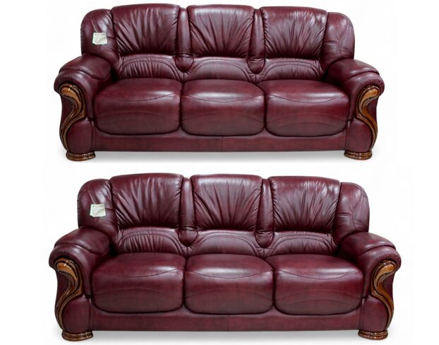 Susanna 3+3 Italian Leather Sofa Suite Burgandy Offer