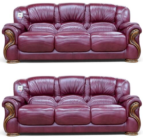 Susanna 3+3 Italian Leather Sofa Suite Burgandy Offer