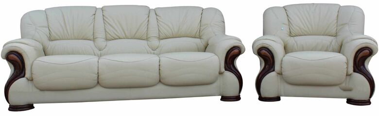 Susanna 3+1 Italian Leather Sofa Suite Cream Offer