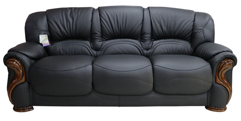 Product photograph of Susanna Italian Leather 3 Seater Sofa Settee Black Offer from Designer Sofas 4U