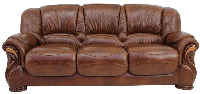 Product photograph of Susanna Italian Leather 3 Seater Sofa Settee Tabak Brown Offer from Designer Sofas 4U