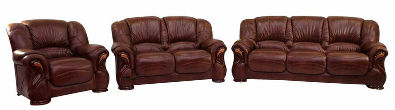 Susanna 3+2+1 Italian Leather Sofa Suite Tabak Brown Offer