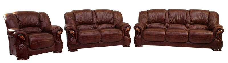 Product photograph of Susanna 3 2 1 Italian Leather Sofa Suite Tabak Brown Offer from Designer Sofas 4U
