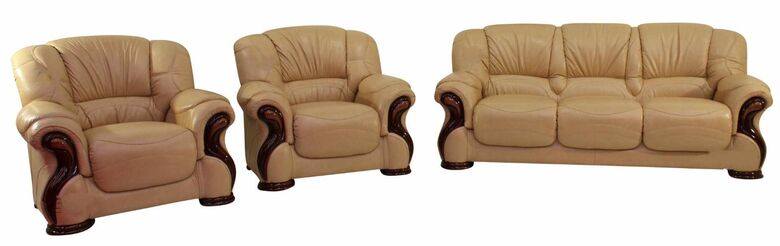 Susanna 3+1+1 Italian Leather Sofa Suite Nut Offer
