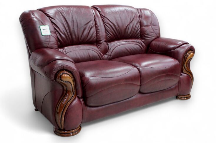 Susanna Italian Leather 2 Seater Sofa Settee Burgandy Offer