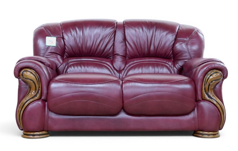 Susanna Italian Leather 2 Seater Sofa Settee Burgandy Offer