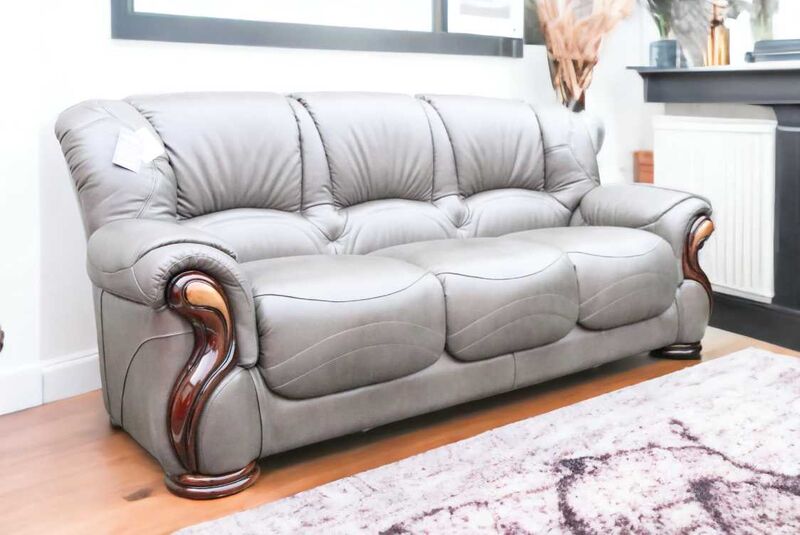 Product photograph of Susanna Italian Leather 3 Seater Sofa Settee Dark Grey Offer from Designer Sofas 4U