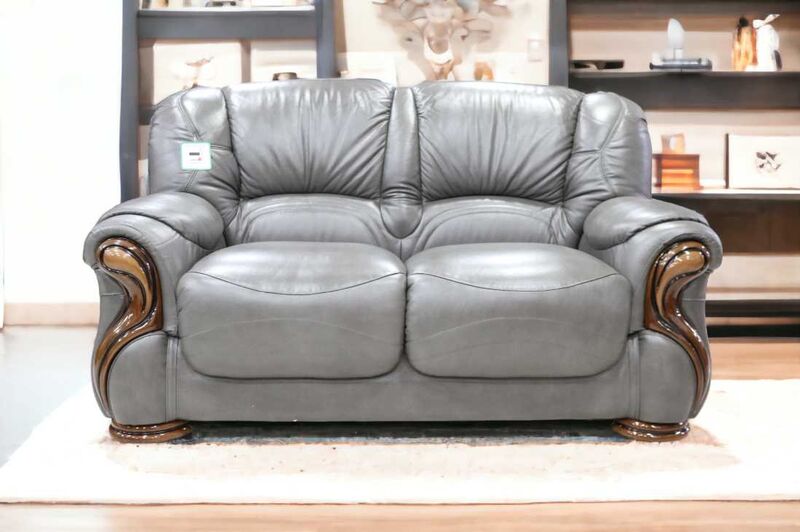Product photograph of Susanna Italian Leather 2 Seater Sofa Settee Dark Grey Offer from Designer Sofas 4U