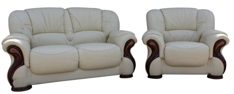 Susanna 2+1 Italian Leather Sofa Suite Cream Offer