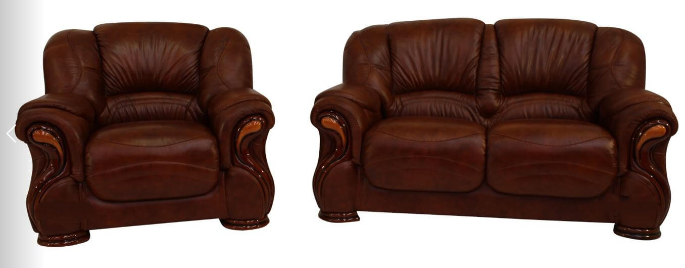 Italian Leather Luxury: Susanna 2+1 Sofa Suite in Tabak Brown