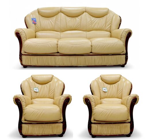 Turin 3 Seater + Armchair + Armchair Genuine Italian Nut Leather Sofa Suite Offer