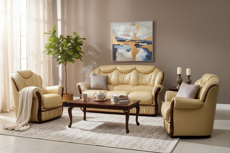 Turin 3 Seater + Armchair + Armchair Genuine Italian Nut Leather Sofa Suite Offer