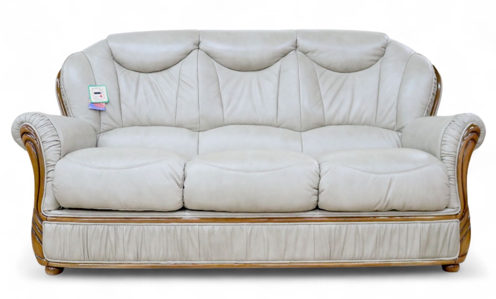 Turin 3 Seater Genuine Italian Dove Grey Leather Sofa Settee Offer