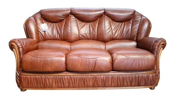Turin 3 Seater Italian Tabak Bown Leather Sofa Settee
