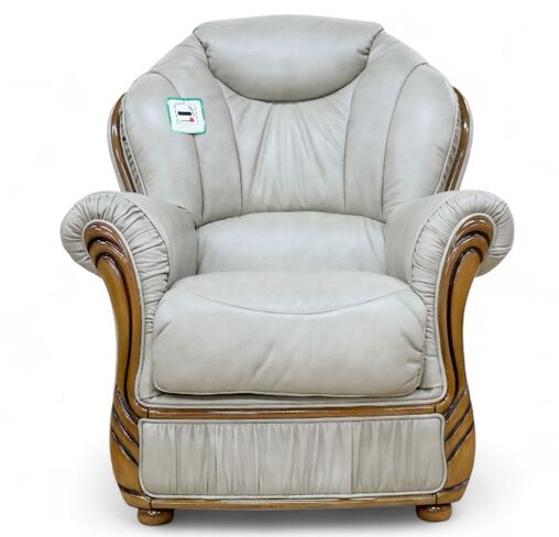 Turin Armchair Sofa Genuine Italian Dove Grey Leather