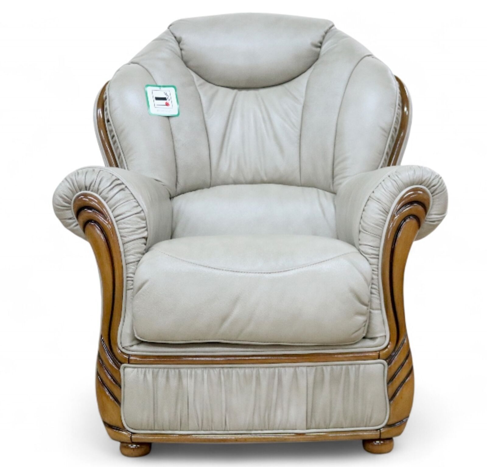 Turin Armchair Sofa Genuine Italian Dove Grey Leather