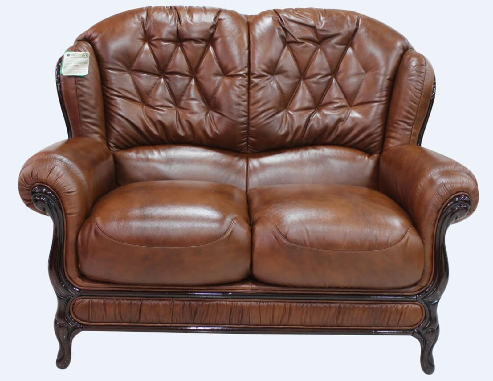 Product photograph of Venice Genuine Italian Leather 2 Seater Sofa Settee Tabak Brown from Designer Sofas 4U