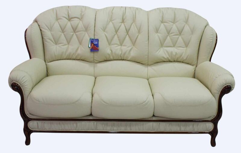 Product photograph of Jupiter Range Genuine Italian Leather 3 Seater Sofa Settee Cream from Designer Sofas 4U