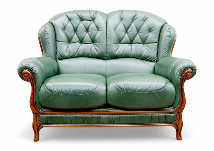 Venice Genuine Italian Leather 2 Seater Sofa Settee Green