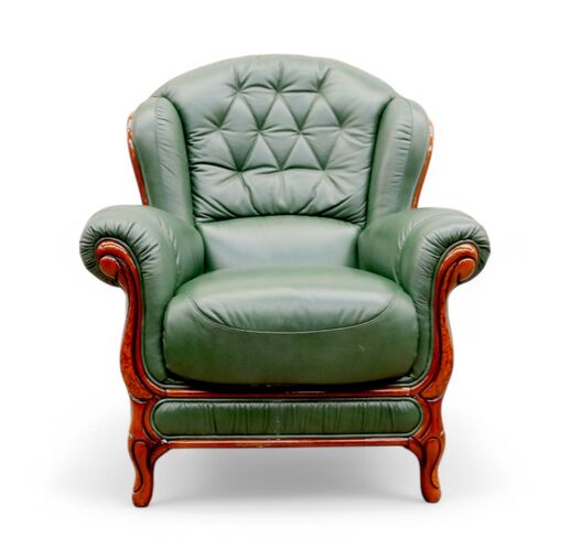 Venice Genuine Italian Sofa Armchair Green Leather