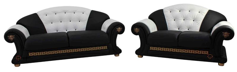 Product photograph of Versace 3 Seater 2 Seater Genuine Italian Black White Amp Hellip from Designer Sofas 4U
