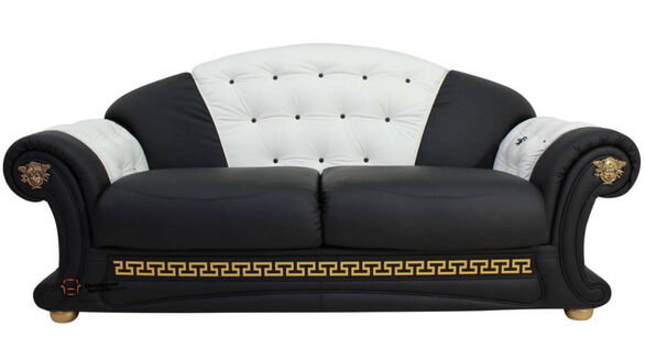 Versace Italian Leather 3 Seater Sofa