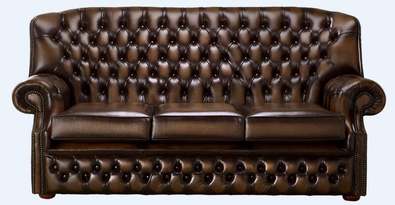 Product photograph of Chesterfield Monks 3 Seater Sofa Antique Brown Leather from Designer Sofas 4U
