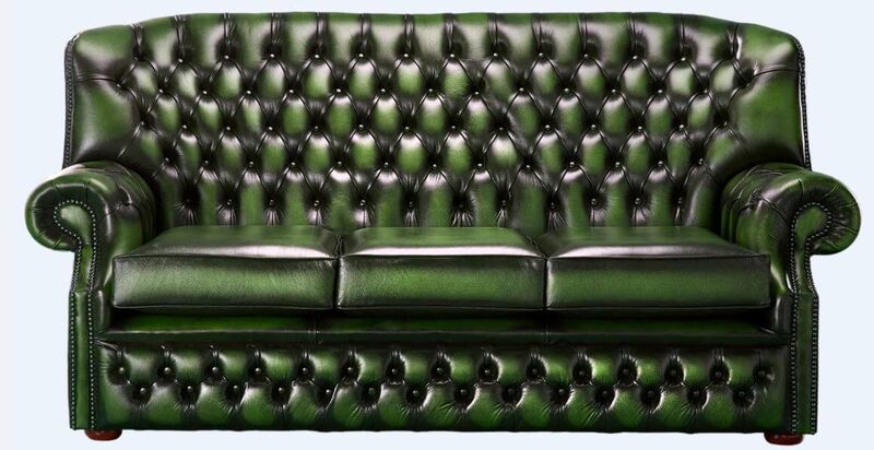 Product photograph of Chesterfield Monks 3 Seater Sofa Antique Green Leather from Designer Sofas 4U