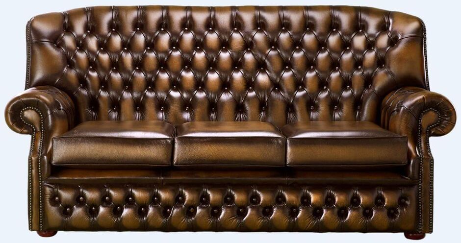 Chesterfield Monks 3 Seater Sofa Antique Tan Leather | Designer Sofas4u