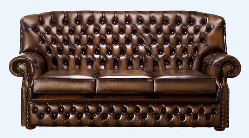 Product photograph of Chesterfield Monks 3 Seater Sofa Antique Autumn Tan Leather from Designer Sofas 4U