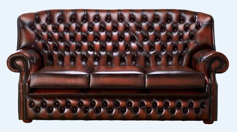 Product photograph of Chesterfield Monks 3 Seater Sofa Antique Rust Leather from Designer Sofas 4U