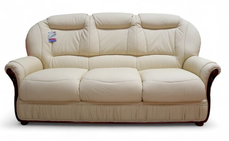 Ravenna 3 Seater Italian Cream Leather Sofa Settee