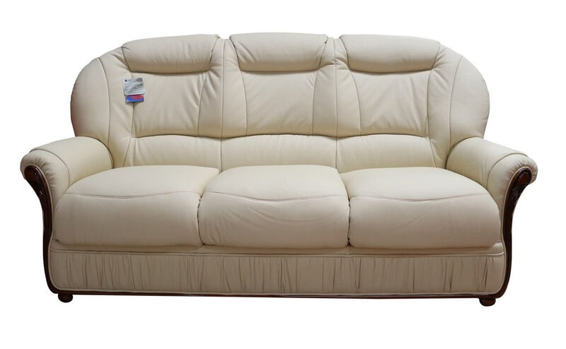 Product photograph of Ravenna 3 Seater Italian Cream Leather Sofa Settee from Designer Sofas 4U