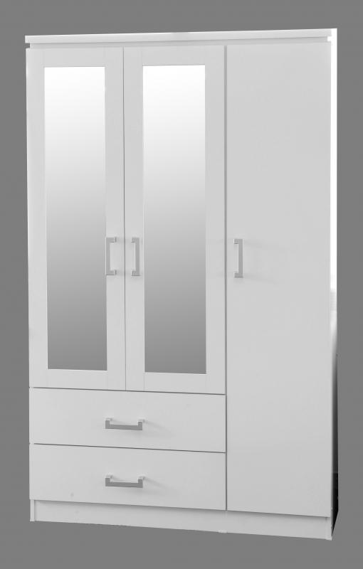 Charles 3 Door 2 Drawer Mirrored, White Mirrored Wardrobe With Drawers