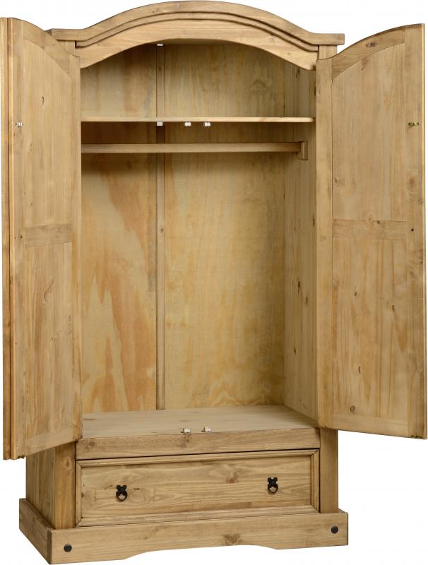 Corona 2 Door Wardrobe In Distressed Waxed Pine