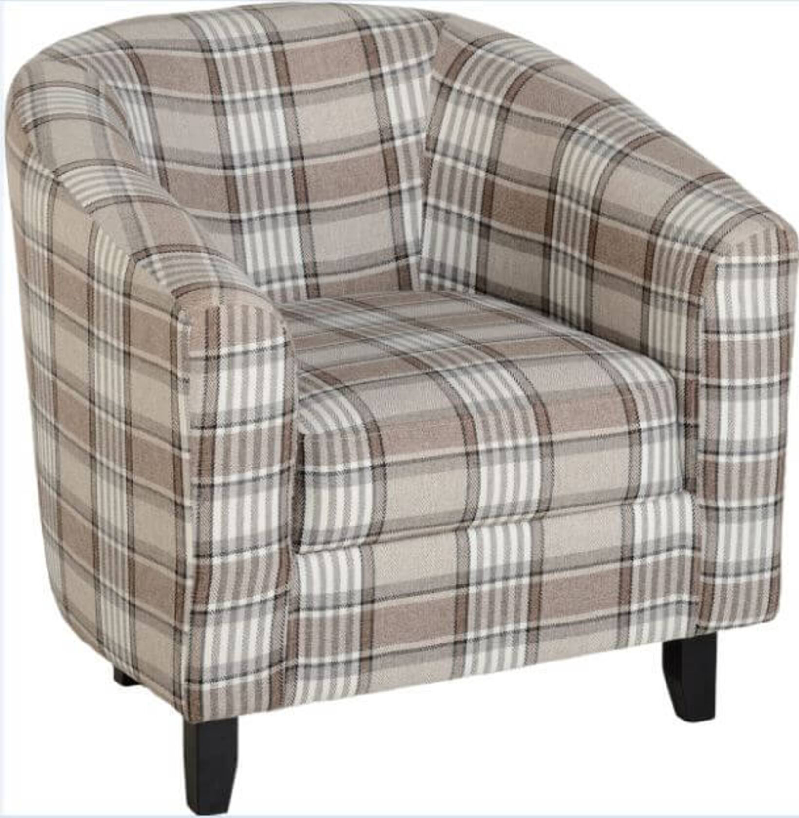 Hammond Tub Chair Grey Brown Tartan, Tub Chair Grey Check