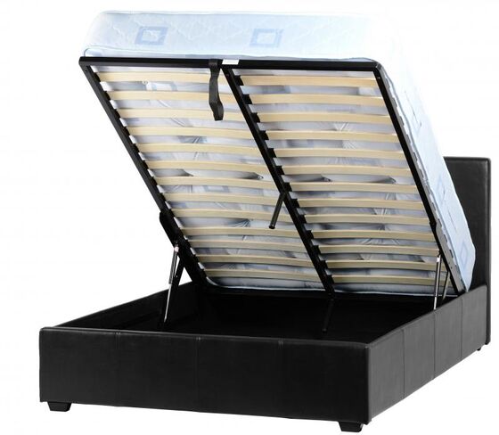 Prado Plus 4'6" Storage Bed in Black PU