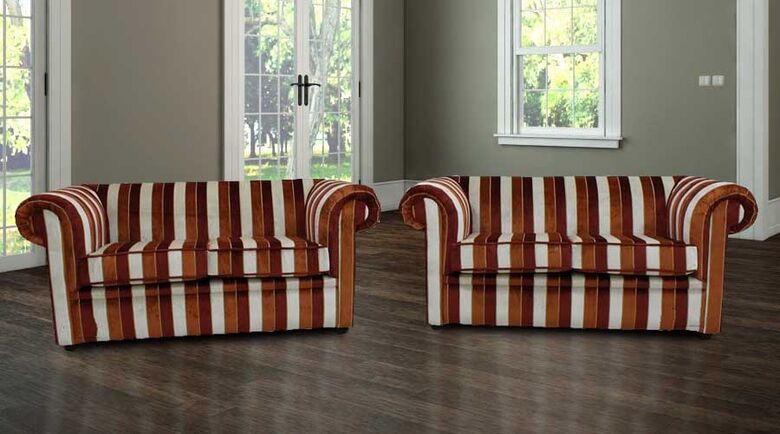 Chesterfield 1930's 2 Seater + 2 Seater Sofa Settee Oscar Mango Velvet Fabric