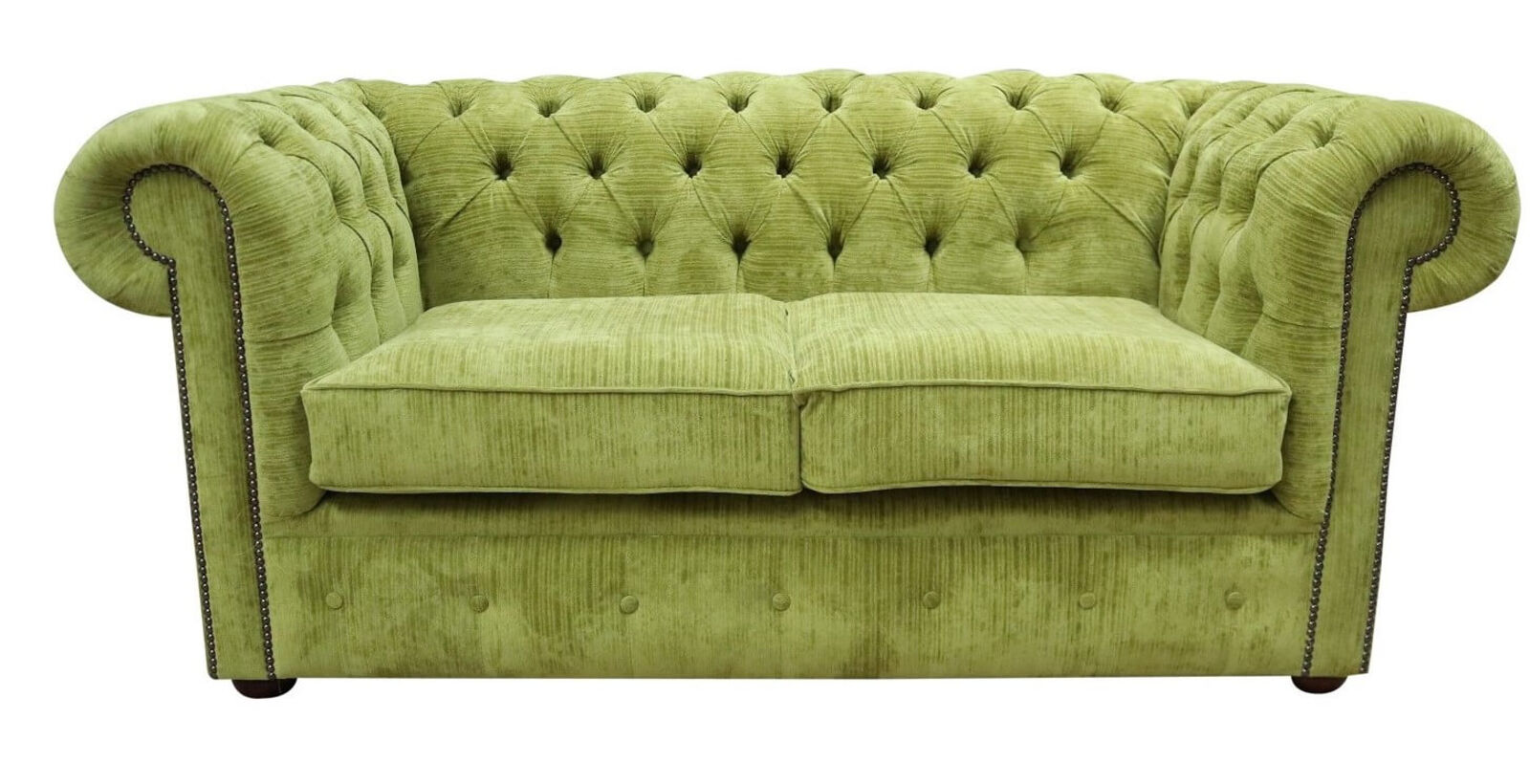 Product photograph of Chesterfield 2 Seater Settee Azzuro Olive Green Velvet Fabric Sofa Offer from Designer Sofas 4U