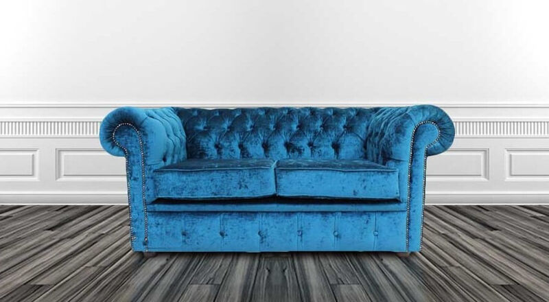 Product photograph of Chesterfield 2 Seater Settee Pastiche Petrol Blue Velvet Sofa Offer from Designer Sofas 4U