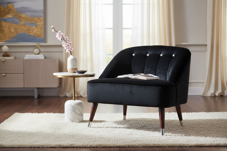 Alia Crystal Accent Bedroom Chair Black Velvet