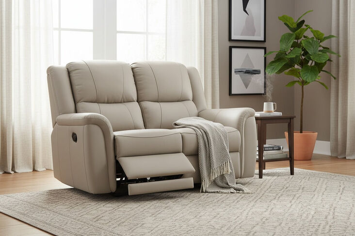 Ansar 2 Seater Reclining Sofa Latte Leather