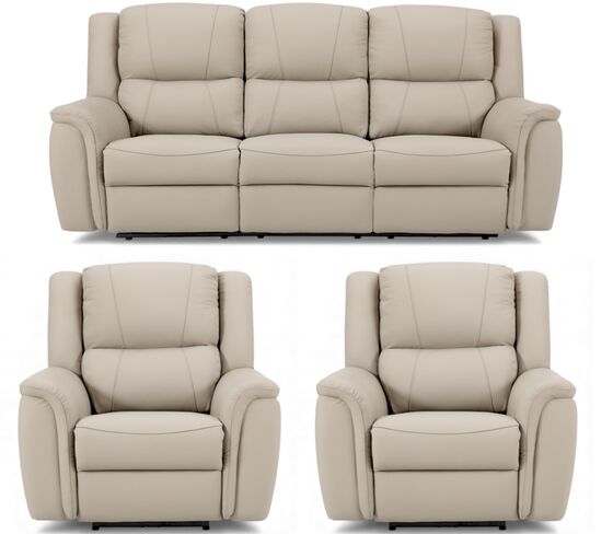 Ansar 3+1+1 Seater Reclining Sofa Suite Latte Leather