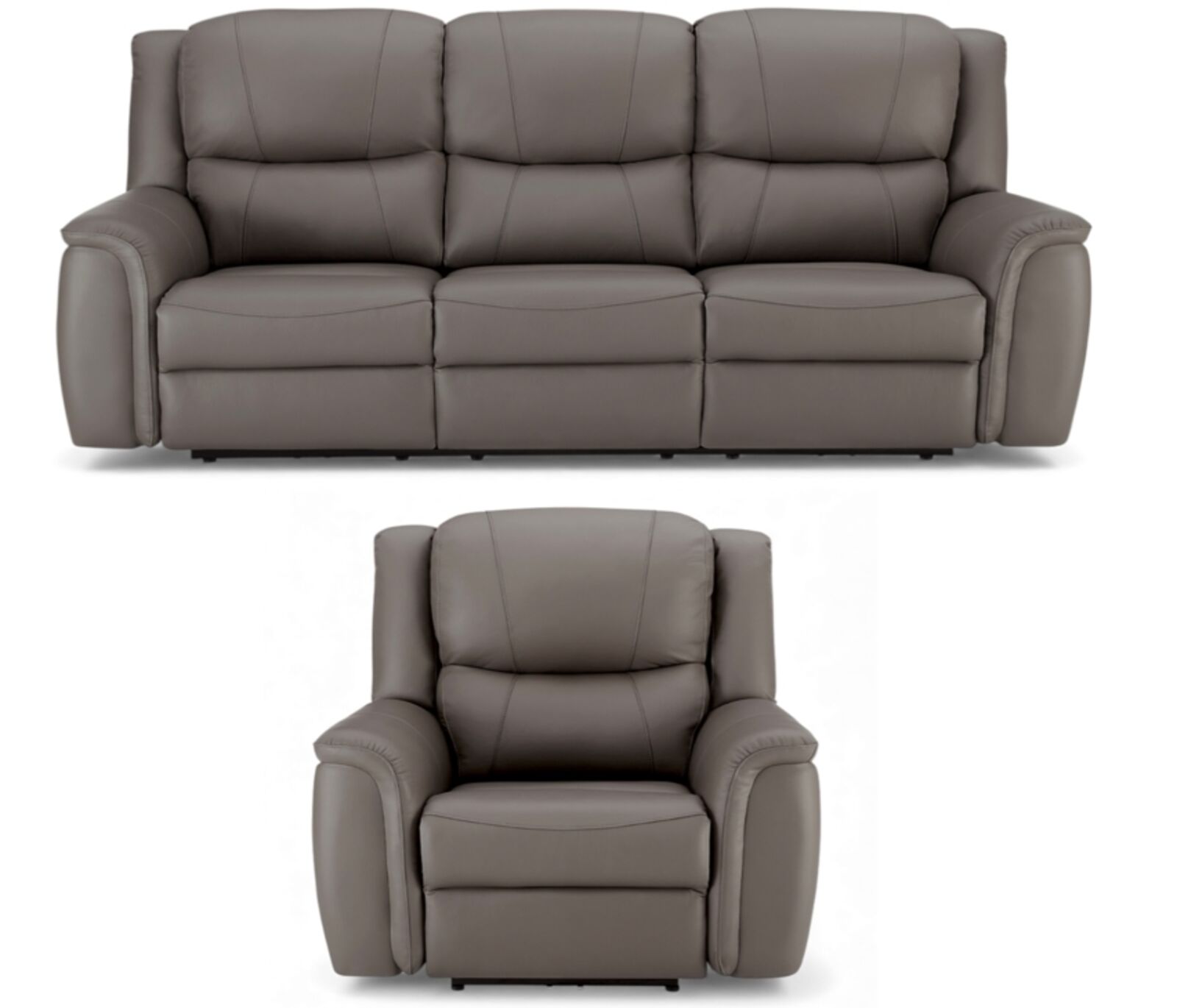 Ansar 3+1 Seater Reclining Sofa Suite Grey Leather